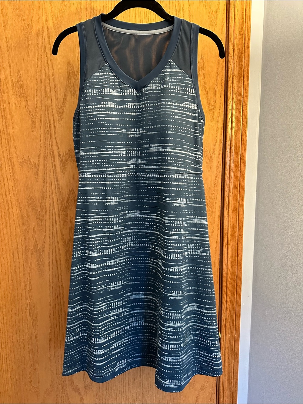 Title Nine Slate Blue & White Striped Sleeveless A-Line Dress